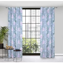   Flora mintás dekor függöny Szürke/világos lila 140x250 cm