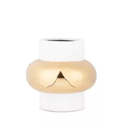 Mona 05 kerámia váza Fehér/arany 16x16x16 cm