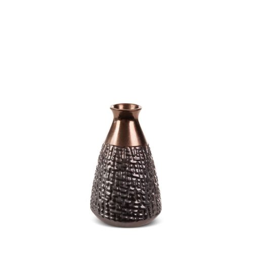 Morena kerámia váza Acélszürke/bronz 13x13x20 cm