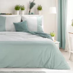   Novad kétszínű pamut ágyneműhuzat Fehér/menta 160x200 cm - 70x80 cm 2db