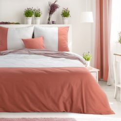   Novad kétszínű pamut ágyneműhuzat Fehér/téglavörös 220x200 cm - 70x80 cm 2db