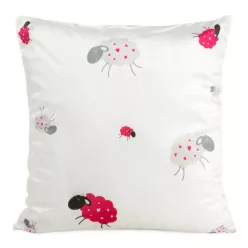   Kids bárány mintás bársony párnahuzat Fehér/rózsaszín 45x45 cm