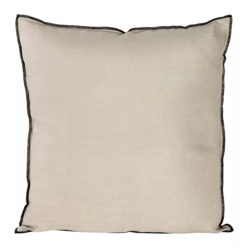 Egyszínű párnahuzat vászon szövetből fekete szegéllyel Bézs 45x45 cm