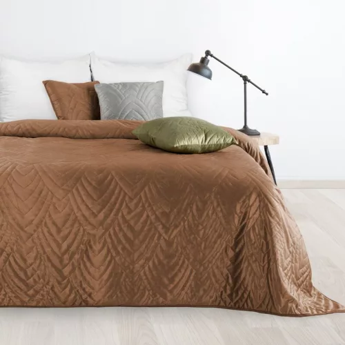 Luiz6 bársony ágytakaró fényes márvány hatású mintával Téglavörös 170x210 cm