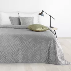  Luiz6 bársony ágytakaró fényes márvány hatású mintával Ezüst 170x210 cm
