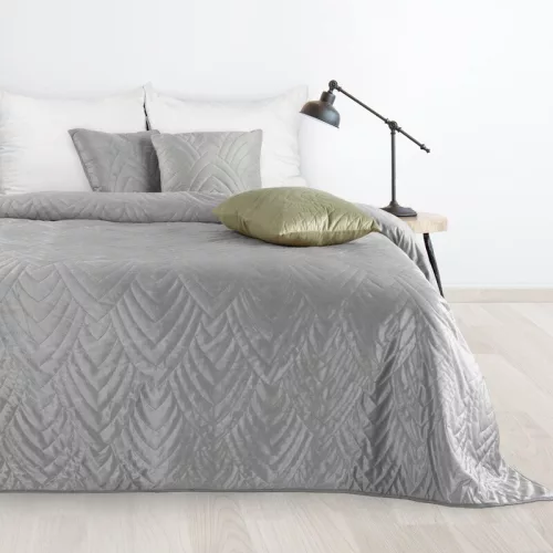 Luiz6 bársony ágytakaró fényes márvány hatású mintával Ezüst 170x210 cm