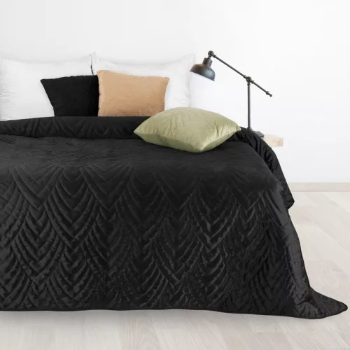 Luiz6 bársony ágytakaró fényes márvány hatású mintával Fekete 220x240 cm