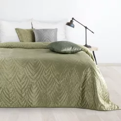   Luiz6 bársony ágytakaró fényes márvány hatású mintával Világoszöld 170x210 cm