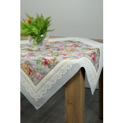   Virágmintás gobelin asztalterítő Szürke/rózsaszín 100x100 cm +/-5%
