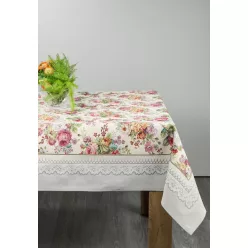   Virágmintás gobelin asztalterítő Világosszürke 140x180 cm +/- 5%