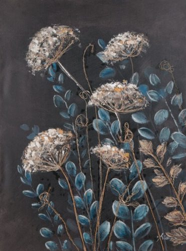 Virágos növényt ábrázoló kézzel festett falikép 493 Többszínű 60x80 cm