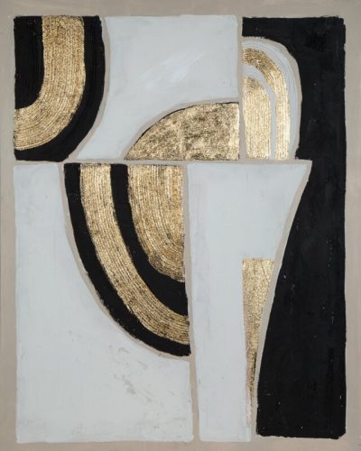 Modern absztrakt kézzel festett falikép 495a Fehér/fekete/arany 80x100 cm