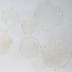   Virágos növényt ábrázoló kézzel festett falikép 499 Fehér 100x100 cm