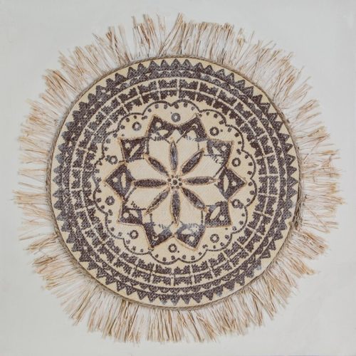 Mandala kézzel festett kollázs falikép 501a Bézs 60x60 cm