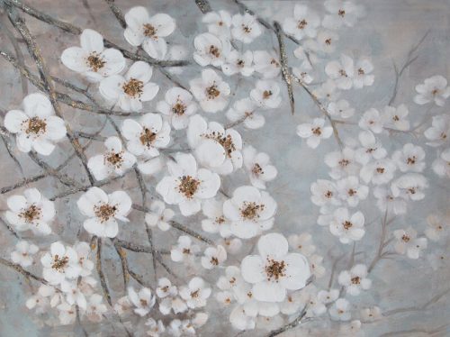 Cseresznyevirágok virágzó faág nagyméretű falikép 507 Fehér 90x120 cm