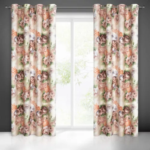 Altea sötétítő függöny nyári virág mintával Bézs/sárga 140x250 cm