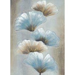   Ginkgo leveleket ábrázoló kézzel festett falikép 528a Bézs/kék 50x70 cm