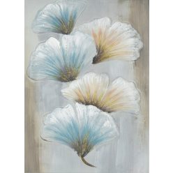   Ginkgo leveles kézzel festett falikép nappaliba 528b Bézs/kék 50x70 cm