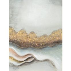   Kézzel festett absztrakt kollázs falikép 539 Világoszürke/arany 60x80 cm