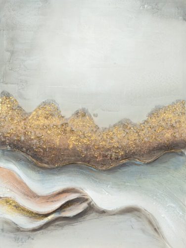 Kézzel festett absztrakt kollázs falikép 539 Világoszürke/arany 60x80 cm