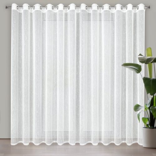 Kelly ezüstös szállal átszőtt eső hatású fényáteresztő függöny Fehér 300x250 cm