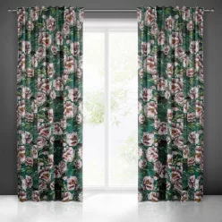   Palmera bársony sötétítő függöny 3d hatású virág mintával Zöld 140x270 cm