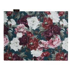   4db-os Fehér-bordó virágmintás bársony asztali alátét szett 30x40 cm