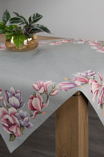Magnólia virágmintás gobelin asztalterítő Szürke 100x100 cm +/-5%