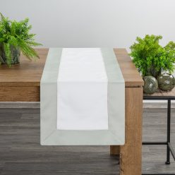   Sandi asztali futó olívazöld színű széles peremmel Natúr 40x140 cm