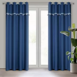 Car gyermekfüggöny autó díszekkel Sötétkék 140x250 cm