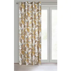   Bari bársony sötétítő függöny egzotikus levél mintával Fehér 140x250 cm