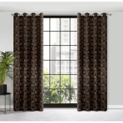   Marigold sötétítő függöny tavirózsa levél mintával Fekete 140x250 cm