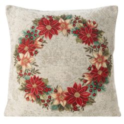 Gobelin karácsonyi párnahuzat Natúr/piros 45x45 cm +/-5%