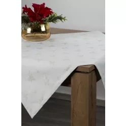   Karácsonyi asztalterítő jacquard anyagból angyalos mintával Krémszín 85x85 cm