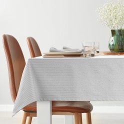   Karácsonyi asztali futó csíkos jacquard anyagból fényes szállal Ezüst 135x180 cm