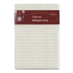   Karácsonyi asztali futó kockás jacquard anyagból arany szállal Pezsgő 40x140 cm
