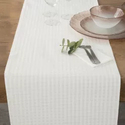  Karácsonyi asztali futó kockás jacquard anyagból arany szállal Pezsgő 40x180 cm