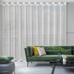   Noelia fényáteresztő függöny fényes cérnával átszőtt csíkos anyagból Fehér 300x250 cm