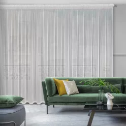   Noelia fényáteresztő függöny fényes cérnával átszőtt csíkos anyagból Fehér 300x270 cm