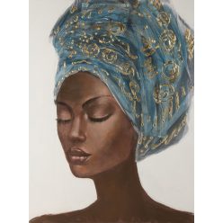Egzotikus női portré festmény 565b Bézs/kék 60x80 cm