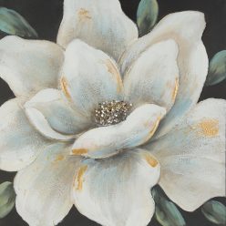   Virágos növényt ábrázoló kézzel festett falikép 583 Fekete 60x60 cm