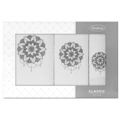   Lotus 3db-os lótusz mintás törölköző szett Fehér/grafit