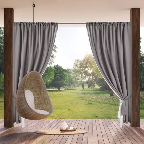 Garden vízálló kerti függöny elkötővel Acélszürke 155x200 cm