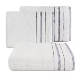   Koral pamut törölköző jacquard csíkos szegéllyel Fehér 50x90 cm