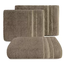   Koral pamut törölköző jacquard csíkos szegéllyel Barna 50x90 cm