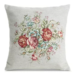   Virágmintás gobelin párnahuzat zsínilia fonalból Szürke 45x45 cm +/- 5%