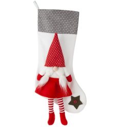 Mikulás csizma akasztóval Fehér 50 cm