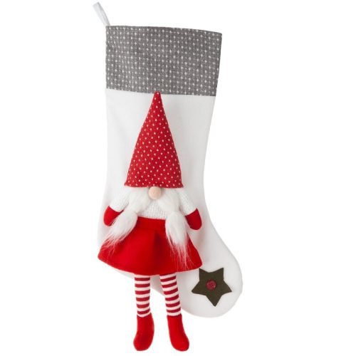 Mikulás csizma akasztóval Fehér 50 cm