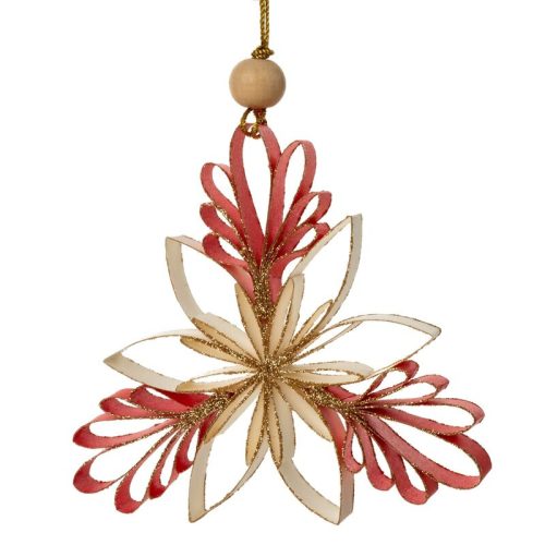 Quilling technikával készült papírdísz 81 Piros 12x12 cm