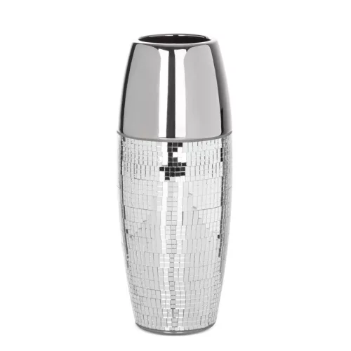 Mirona kerámia váza Ezüst 12x12x30 cm